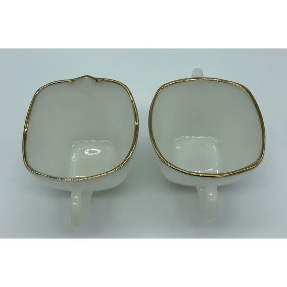 Vintage Anchor Hocking Fire King Charm White Milk Glass Creamer Open Sugar Bowl - Picture 2 of 4